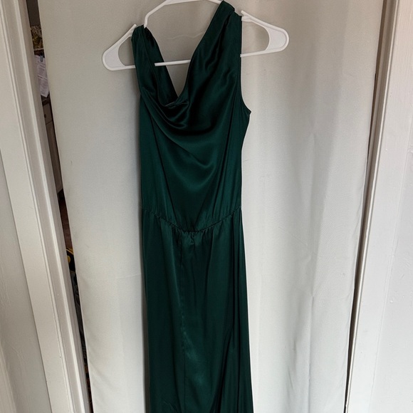 Reformation 100% Silk Poema Silk Long Maxi Dress in Emerald Green - Picture 7 of 7